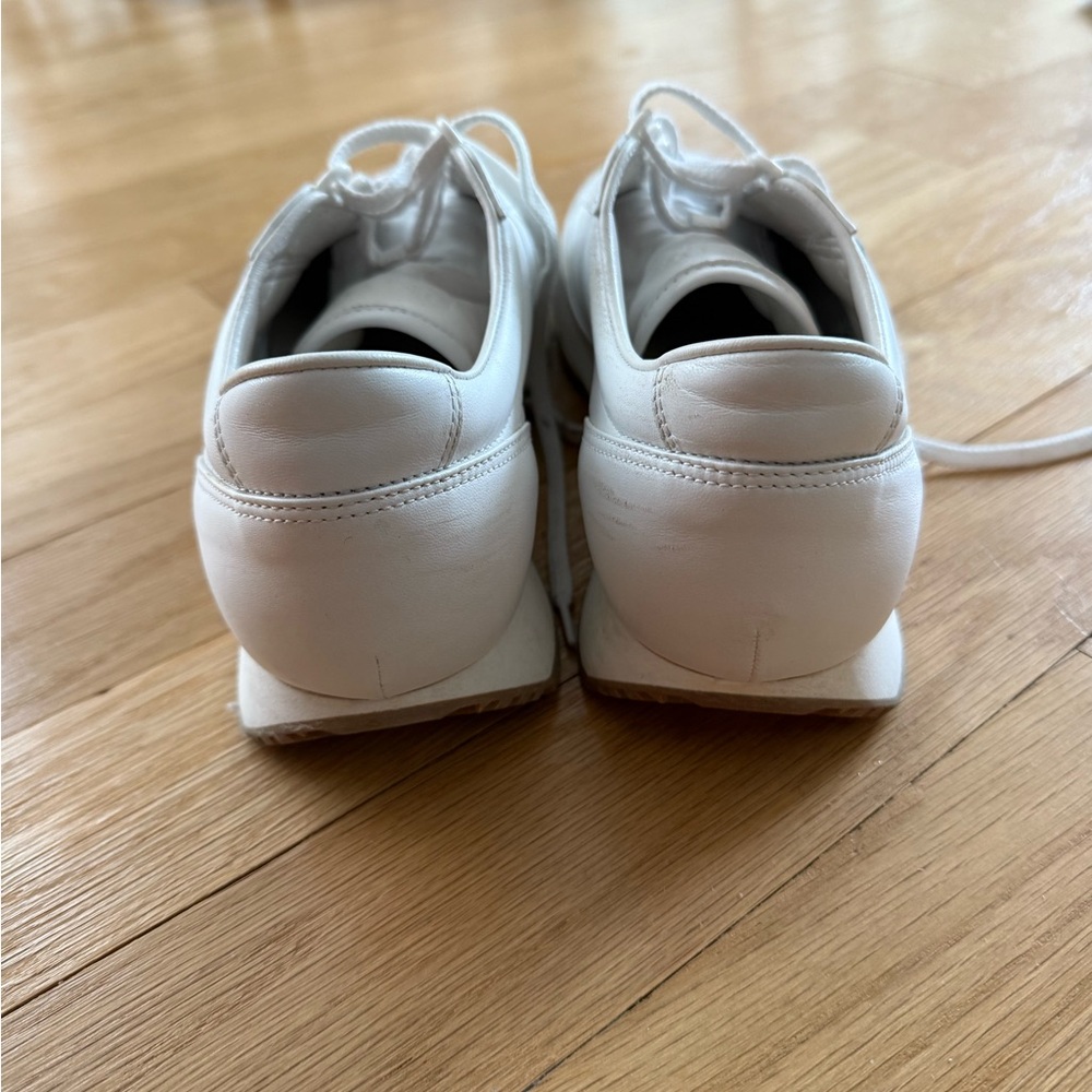 Prada White Leather Men's Low-Top Sneakers with Black Logo Detail - Picture 6 of 10
